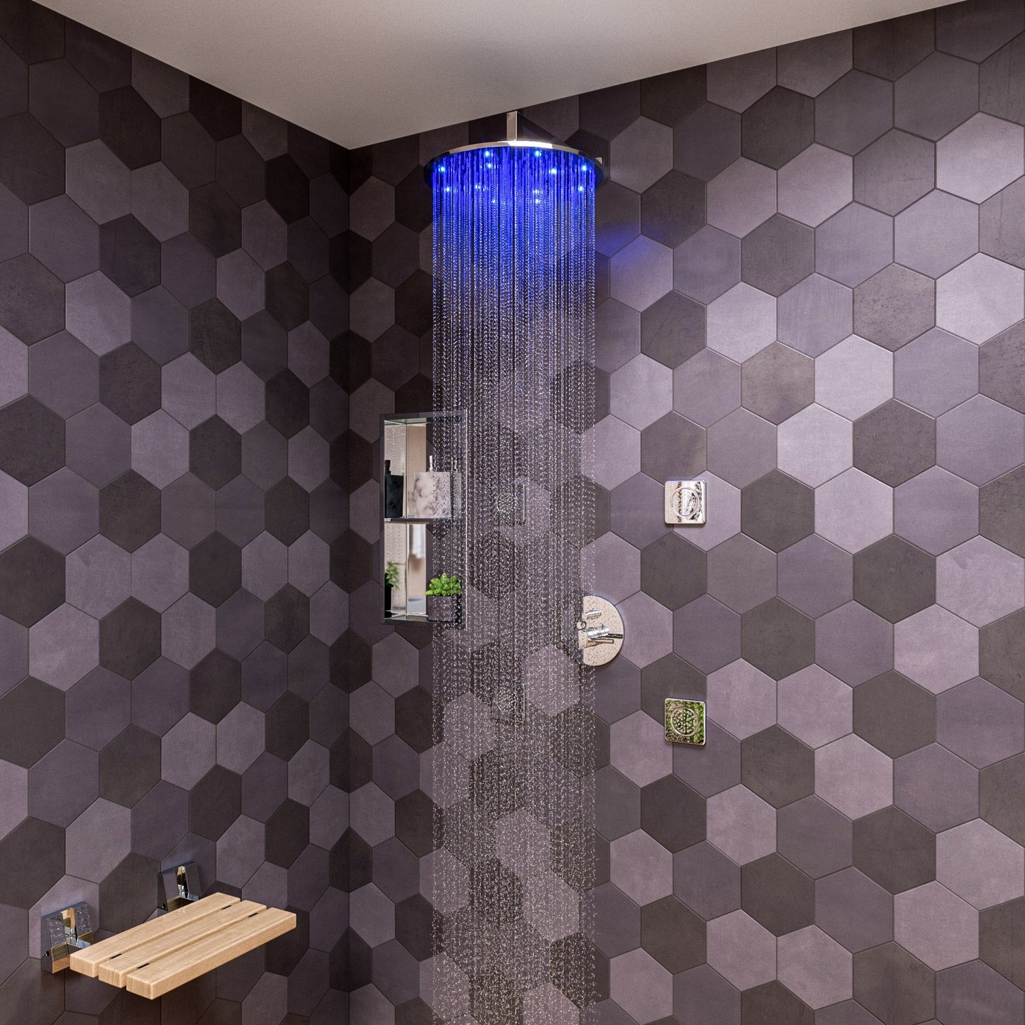 ALFI brand LED16R 16" Round Multi Color LED Rain Shower Head