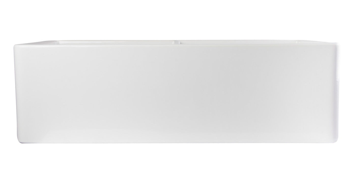 ALFI brand AB538 AB538-W White 32" Smooth Apron Double Bowl Fireclay Farmhouse Kitchen Sink