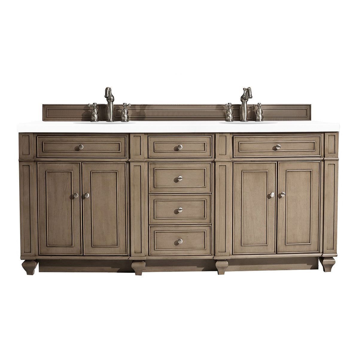 Bristol 72" Double Vanity Cabinet, Bright White