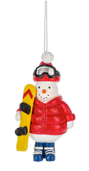 Snowboarder Snowman Ornament