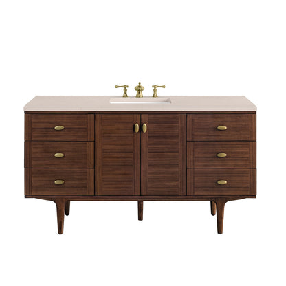 Amberly 60" Single Vanity Cabinet, Mid-Century Walnut