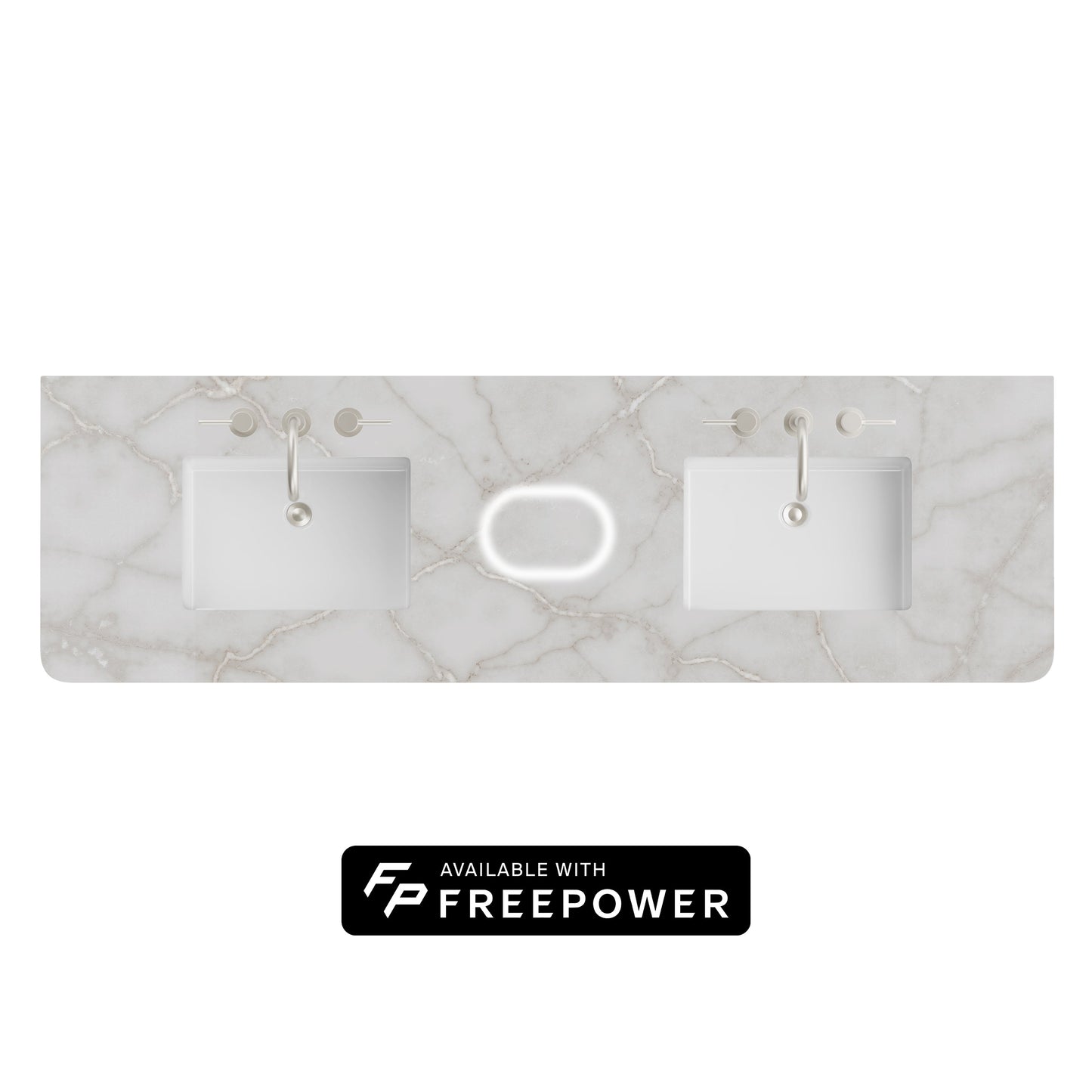 72" Single Radius Cut Top, 3 CM Victorian Silver Silestone w/ Sink & FreePower Wireless Charger