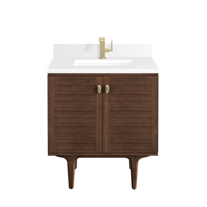 Amberly 30" Single Vanity Cabinet, Mid-Century Walnut