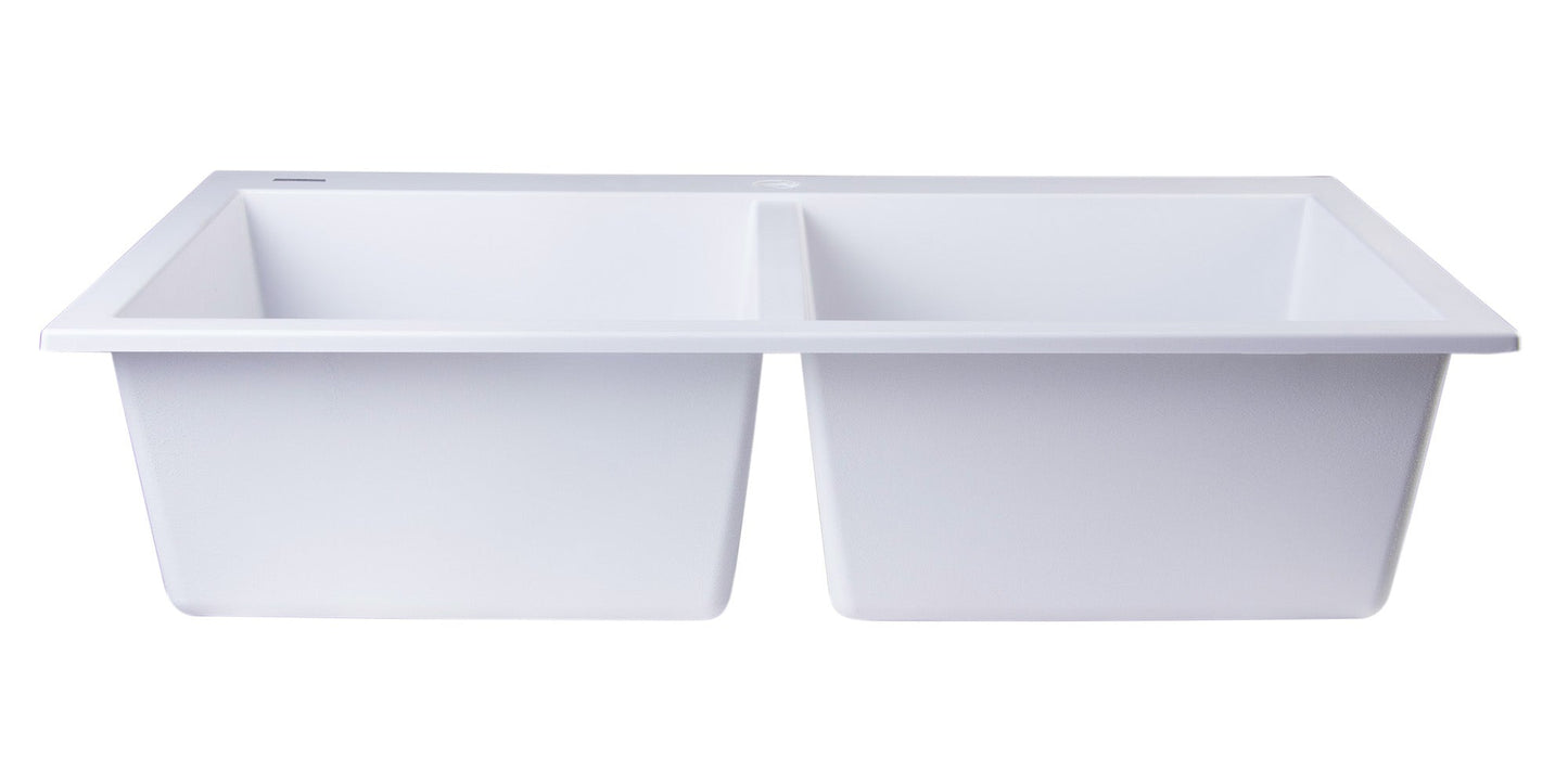ALFI brand AB3420DI 34" Drop-In Double Bowl Granite Composite Kitchen Sink