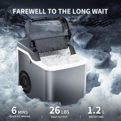 Ice Makers Countertop,26.5Lbs/24H,Self-Cleaning Portable Ice Maker Machine with HandleZ4701
