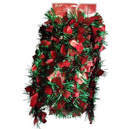 12 foot 4 Ply Luxury Matte Tinsel Garland - Red/Green