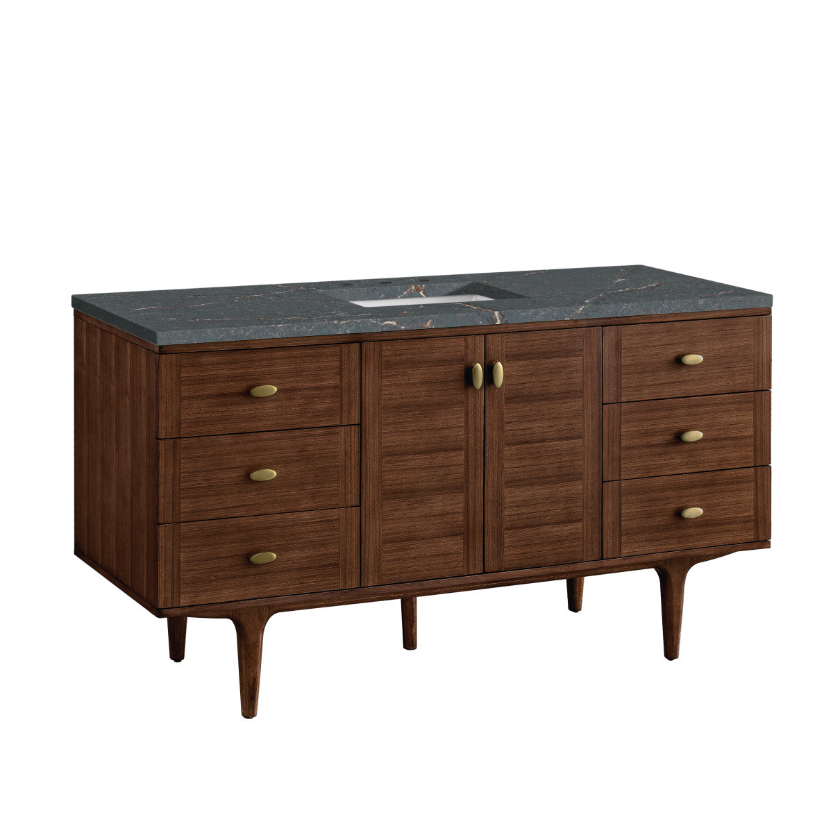 Amberly 60" Single Vanity Cabinet, Mid-Century Walnut