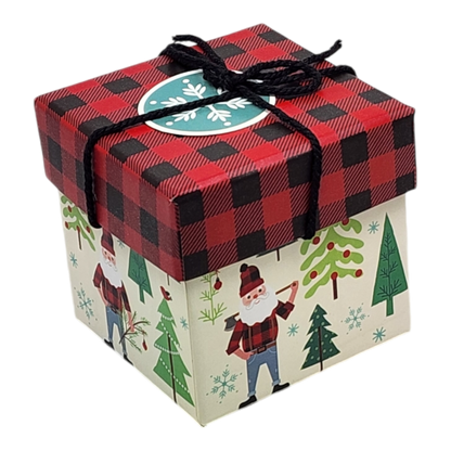 Gift Box Cube for Gift Cards - 3" x 3" - Woodland Santa