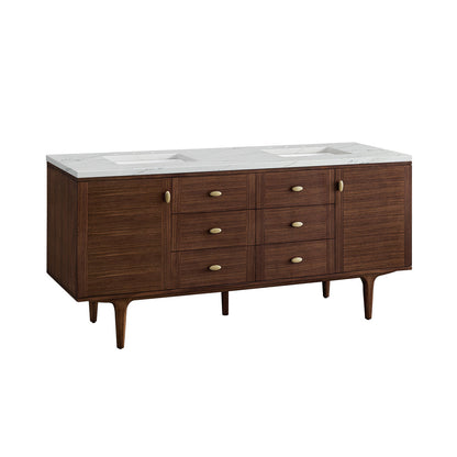 Amberly 72" Double Vanity Cabinet, Mid-Century Walnut
