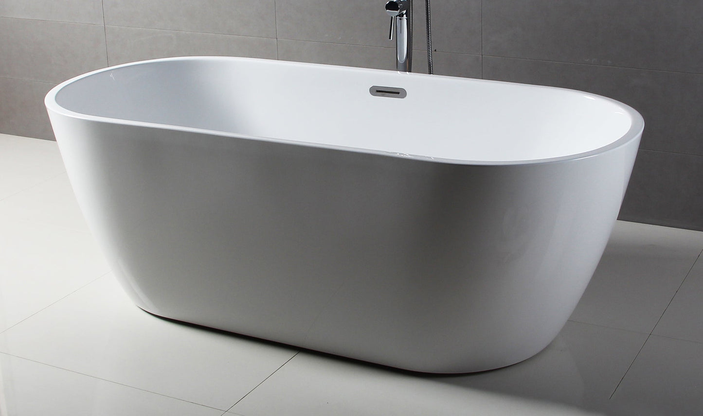 ALFI brand  AB8839 67 inch White Oval Acrylic Free Standing Soaking Bathtub