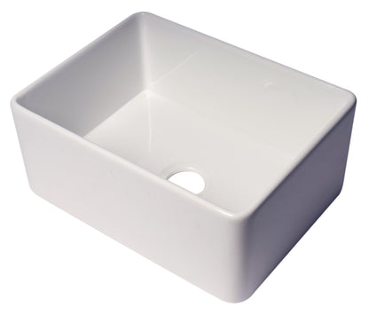 ALFI brand ABF2418 Smooth Apron 24" x 18" Single Bowl Fireclay Farm Sink