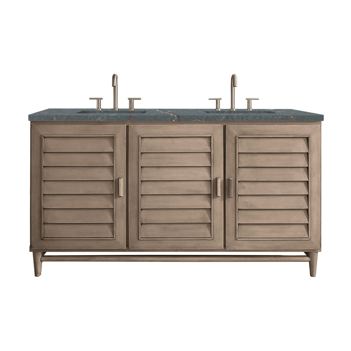 Portland 60" Double Vanity Cabinet, Whitewashed Walnut