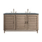 Portland 60" Double Vanity Cabinet, Whitewashed Walnut