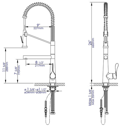ALFI brand ABKF3787 Double Spout Commercial Spring Kitchen Faucet