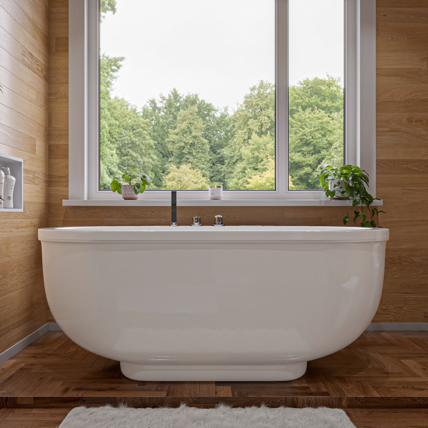 EAGO AM128ETL 6 ft Acrylic White Whirlpool Bathtub w Fixtures