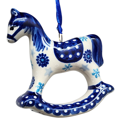 Rocking Horse Ornament - Blue Meadow Pattern
