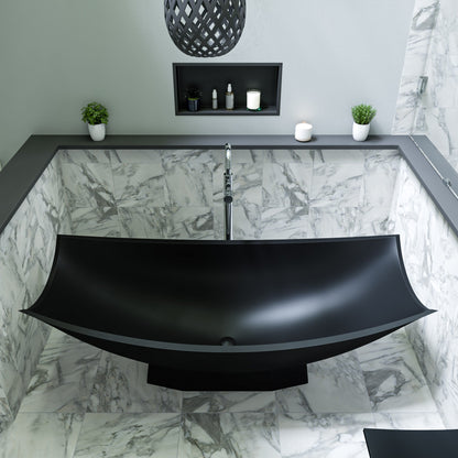 ALFI brand  AB9992BM Black Matte 71" Solid Surface Resin Free Standing Hammock Style Bathtub
