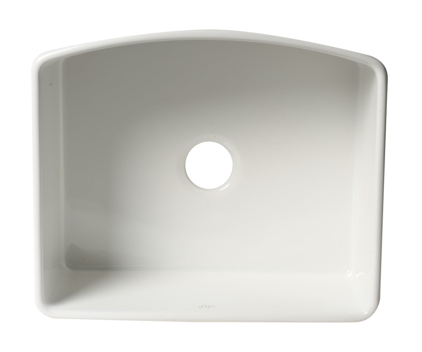 ALFI brand ABFC2420 ABFC2420-W White Smooth Curved Apron 24" x 20" Single Bowl Fireclay Farm Sink with Grid