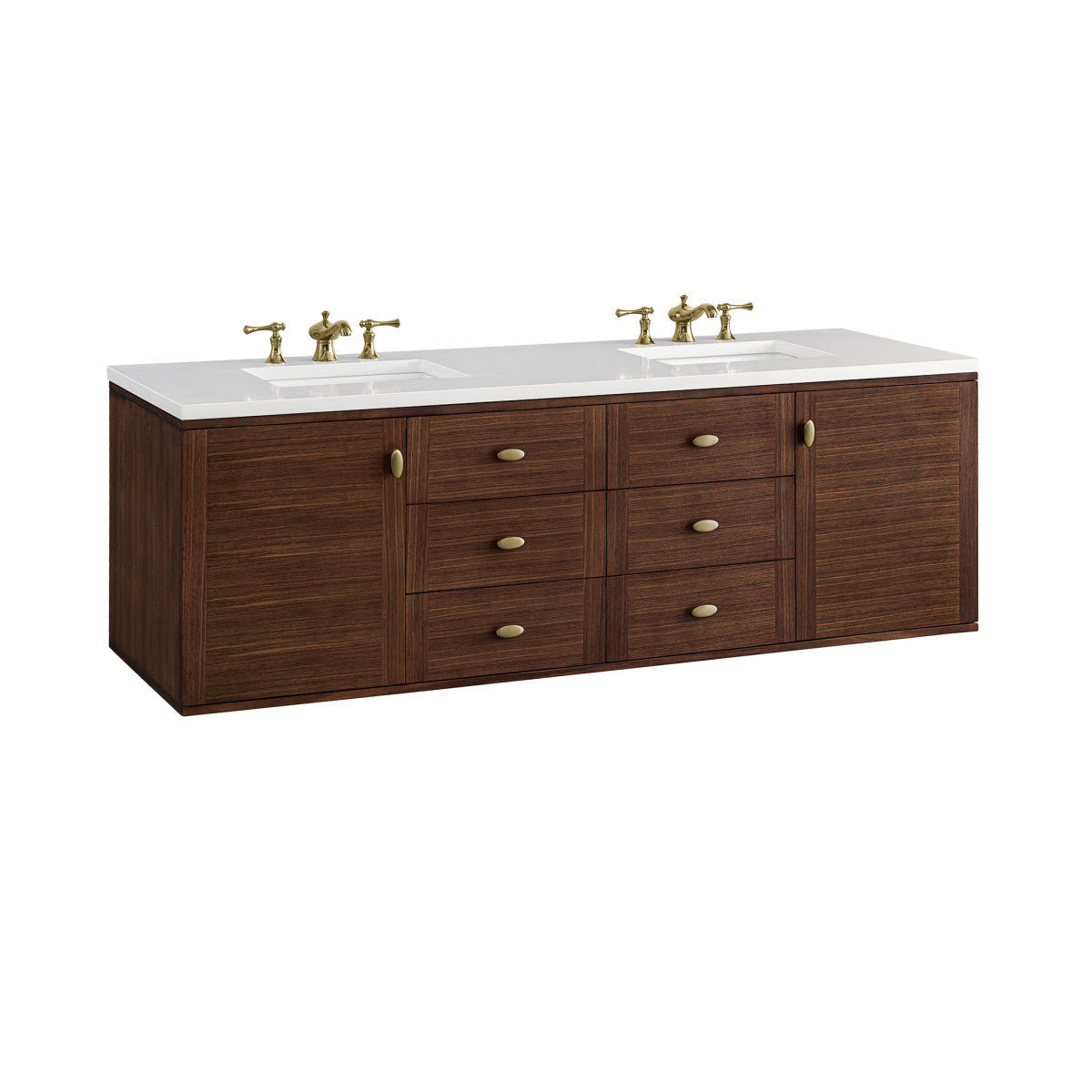 Amberly 72" Double Vanity Cabinet, Mid-Century Walnut