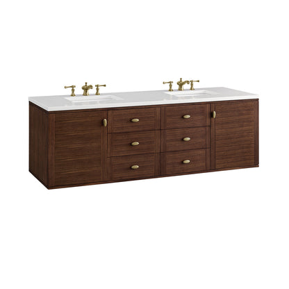 Amberly 72" Double Vanity Cabinet, Mid-Century Walnut