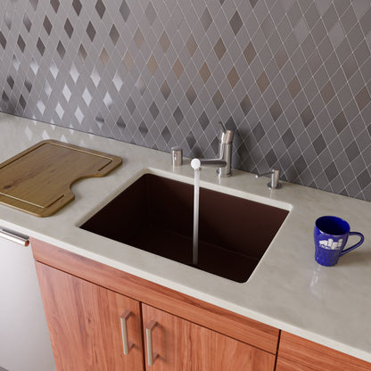 ALFI brand AB2420UM 24" Undermount Single Bowl Granite Composite Kitchen Sink