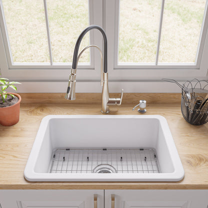 ALFI brand ABF2718UD 27" x 18" Fireclay Undermount / Drop In Firelcay Kitchen Sink
