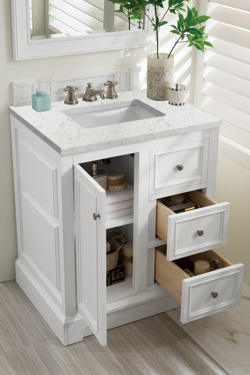 De Soto 30" Single Vanity Cabinet, Bright White