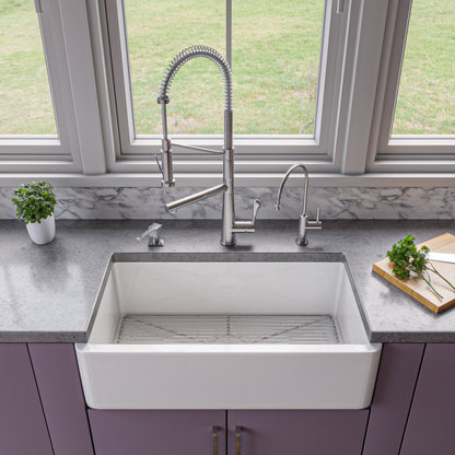 ALFI brand AB3318SB Smooth Apron Solid Thick Wall Fireclay Single Bowl Farm Sink