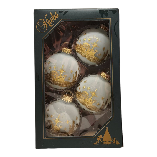 Krebs Value Glass Ornament 4 pack - Golden Nativity