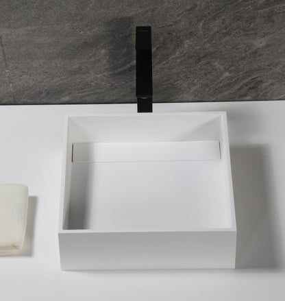 ALFI brand  ABRS14S 14" Square White Matte Solid Surface Resin Sink