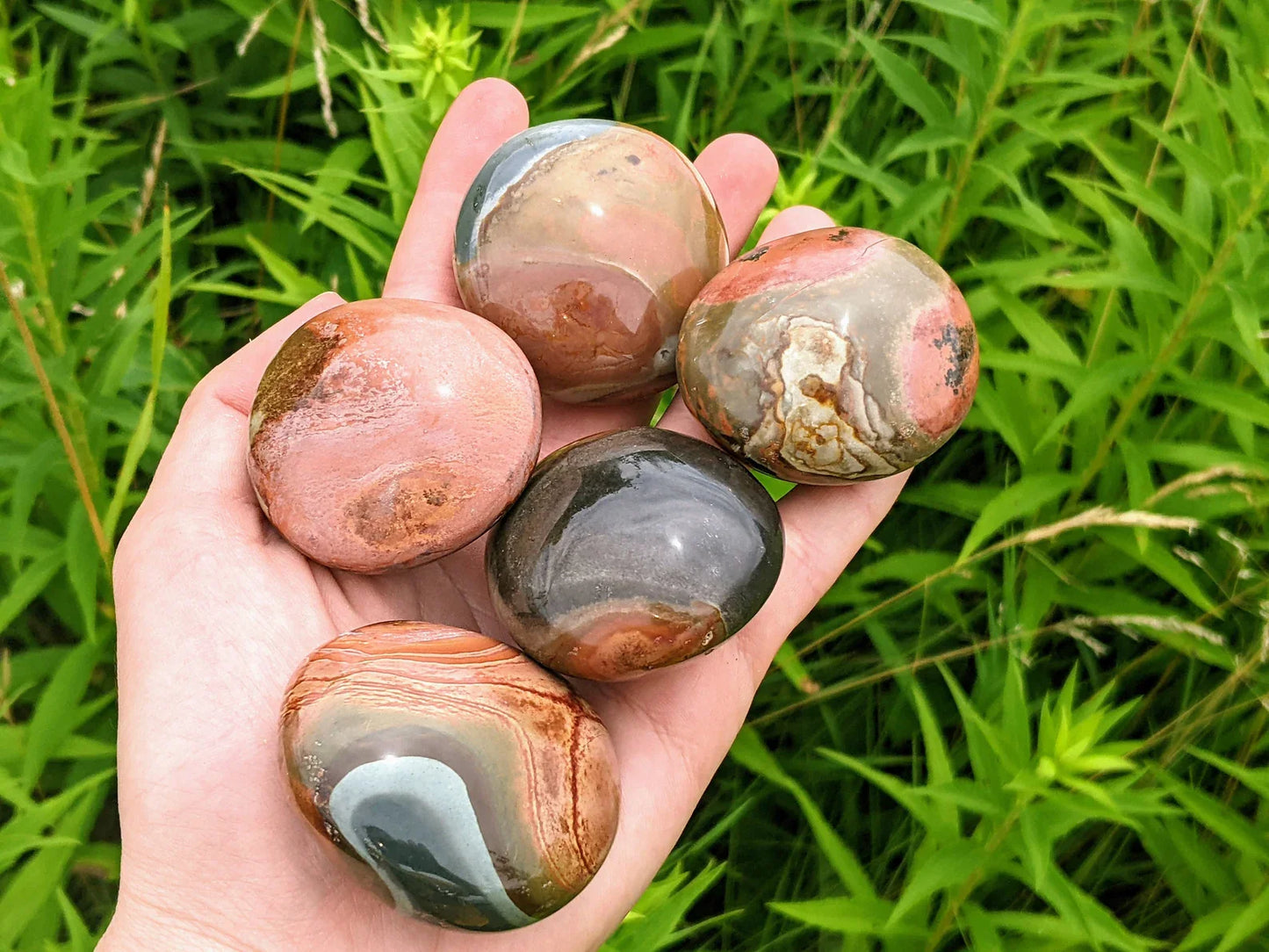 Polychrome Jasper Palm Stones
