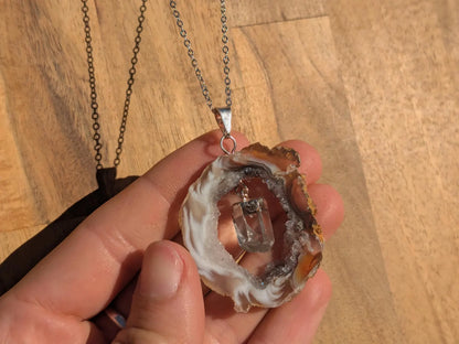 Agate Oco Geode Slice Pendant