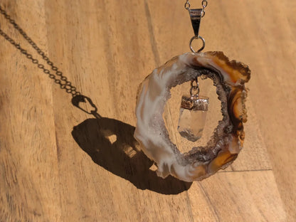 Agate Oco Geode Slice Pendant