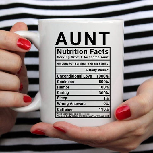 Mothers Day Gift For Aunt - Nutritional Facts | Coffee Mugs | Kitchen + Metal