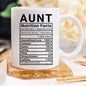 Mothers Day Gift For Aunt - Nutritional Facts | Coffee Mugs | Kitchen + Metal