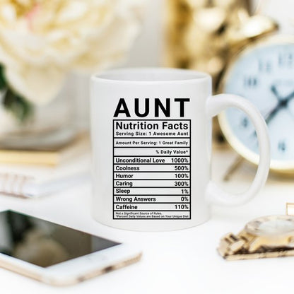 Mothers Day Gift For Aunt - Nutritional Facts | Coffee Mugs | Kitchen + Metal