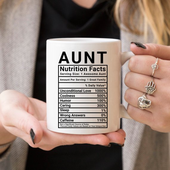 Mothers Day Gift For Aunt - Nutritional Facts | Coffee Mugs | Kitchen + Metal