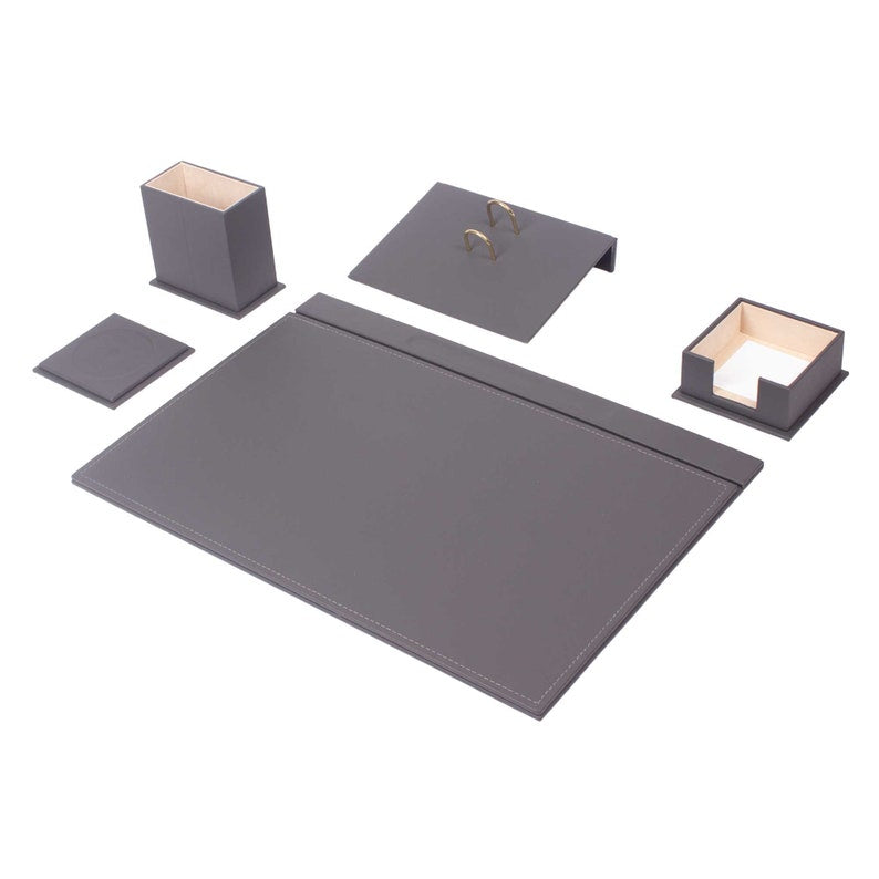 MOOG Leather Desk Set-5 Accessories -White- 5 PCS