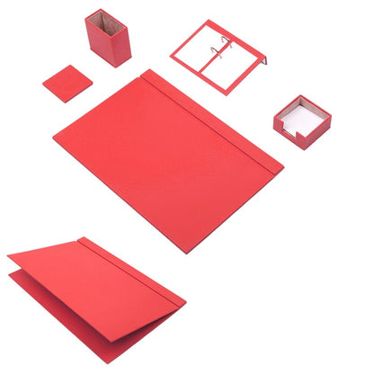 MOOG Leather Desk Set-5 Accessories -White- 5 PCS