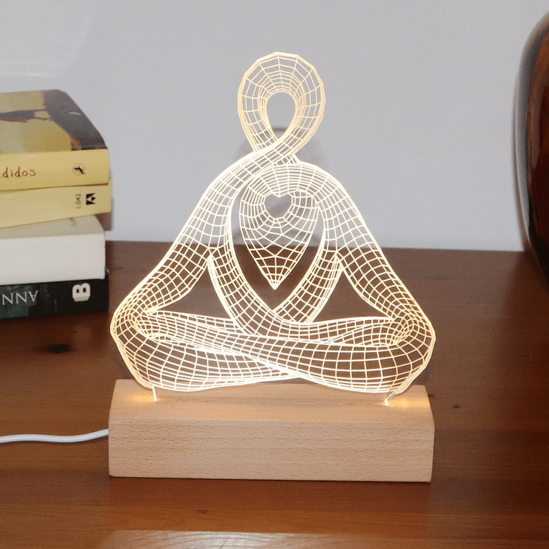 Meditation Light Decor - Acrylic Plaque Led Lamp - Gift For Her, Yoga Lovers