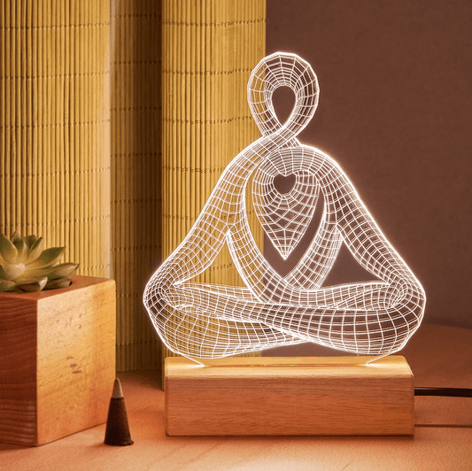 Meditation Light Decor - Acrylic Plaque Led Lamp - Gift For Her, Yoga Lovers