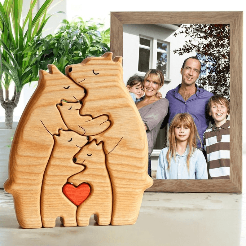We Are One Wooden Bear Family Puzzle -  Gift for Family Members, Parent, Grandparent, Mom and Dad, Grandma & Grandpa, Mother's Day, Father's Day