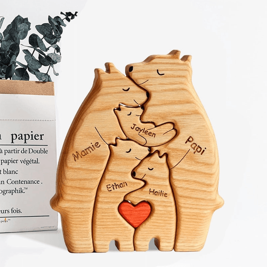 We Are One Wooden Bear Family Puzzle -  Gift for Family Members, Parent, Grandparent, Mom and Dad, Grandma & Grandpa, Mother's Day, Father's Day