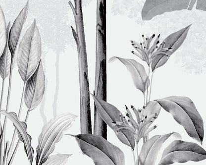 Tropical Jungle Wallpaper-Grey