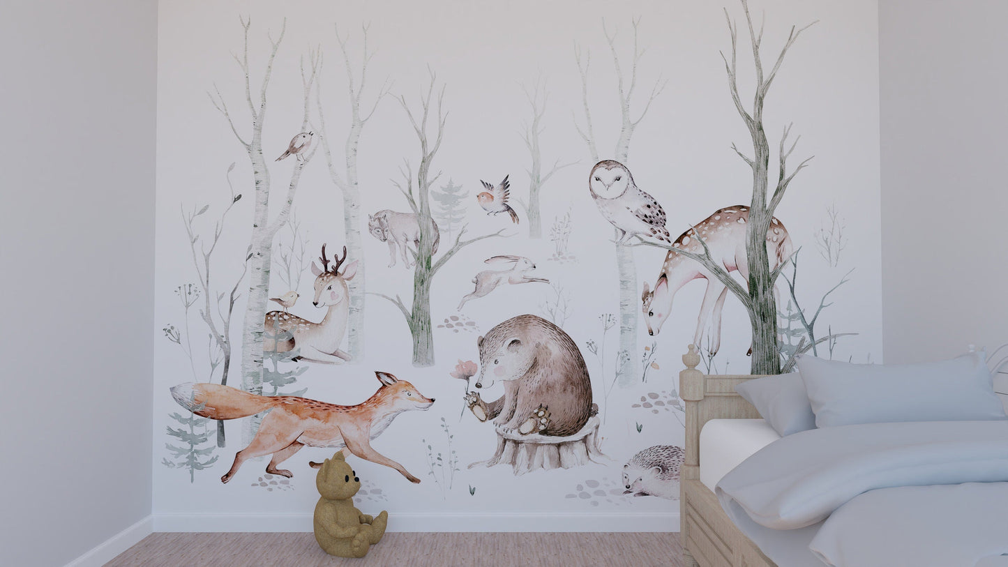 Animals in the forest mural | Kitchen + Metal