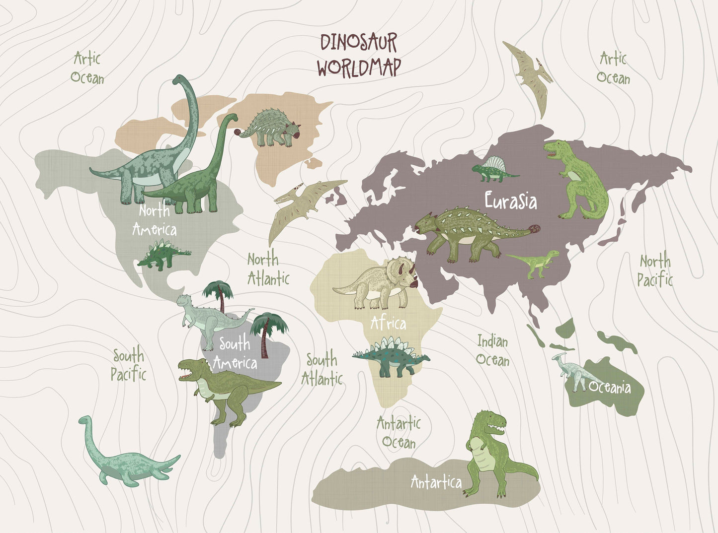 Dinosaur World Map | Kitchen + Metal