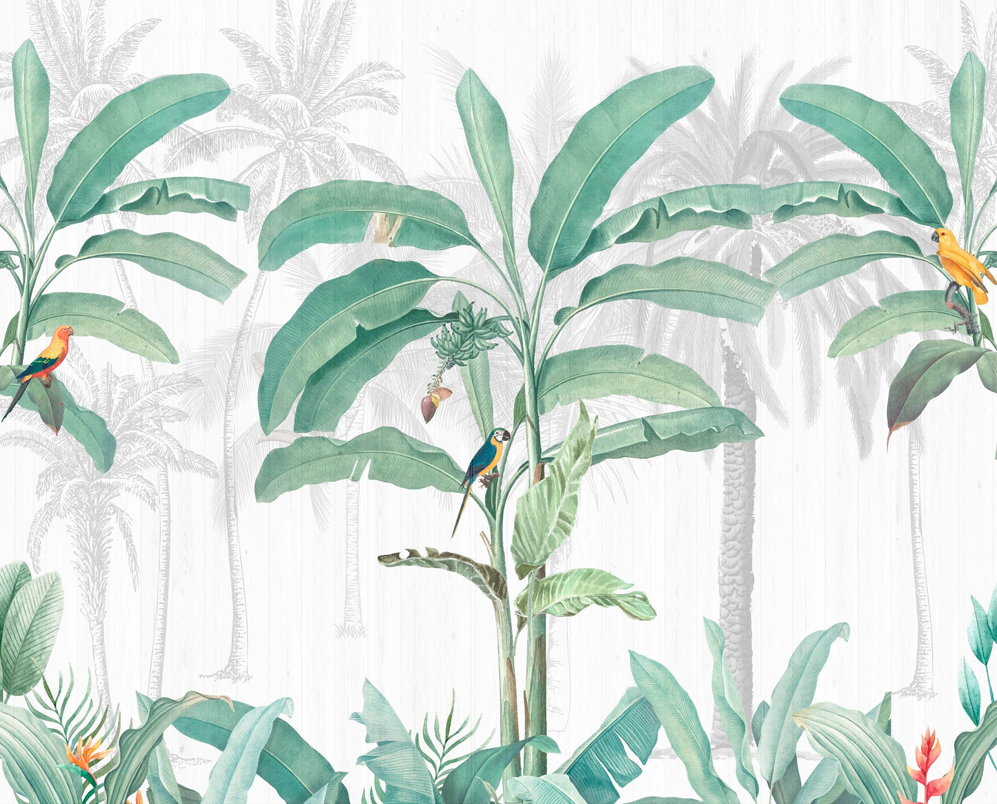 Tropical Banana Leaves Wallpaper Mural | Kitchen + Metal