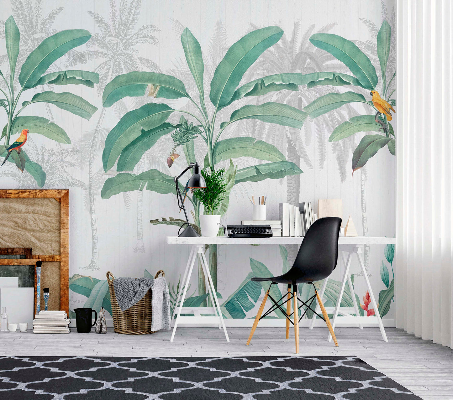 Tropical Banana Leaves Wallpaper Mural | Kitchen + Metal