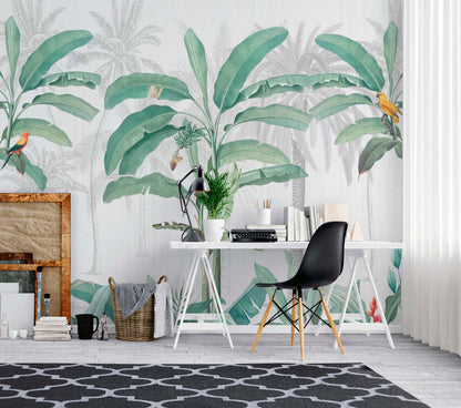 Tropical Banana Leaves Wallpaper Mural | Kitchen + Metal