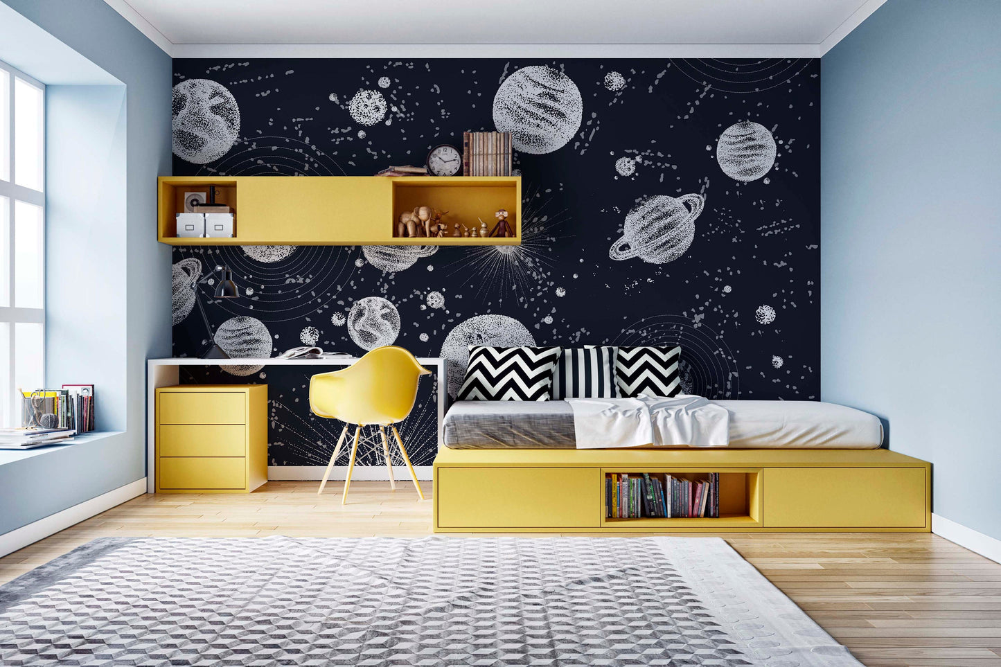 Planets in Space Wallpaper | Kitchen + Metal